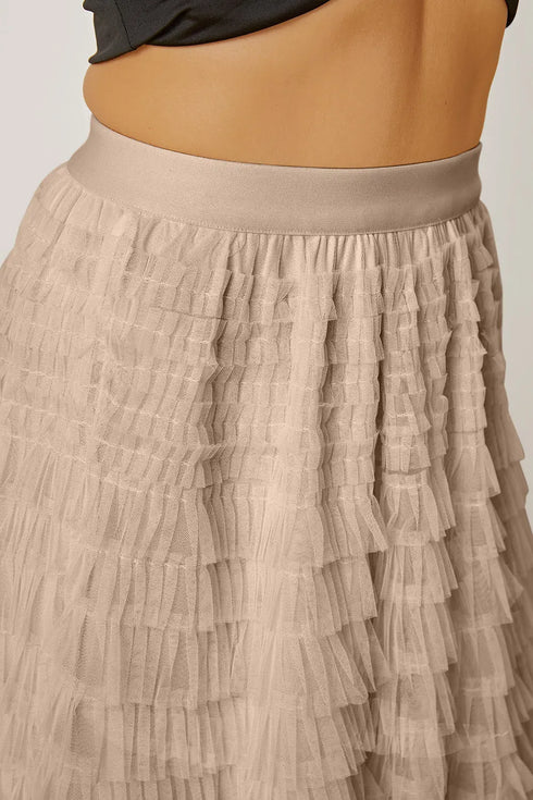 'Milena' Ruched High Waist Tiered Skirt - Celes Fashion